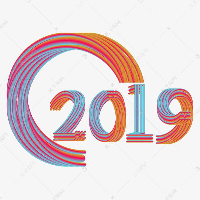 2019矢量炫彩线条图形炫酷艺术字