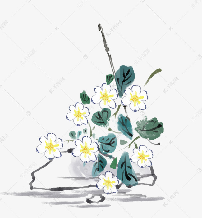 古风花朵手绘装饰插画