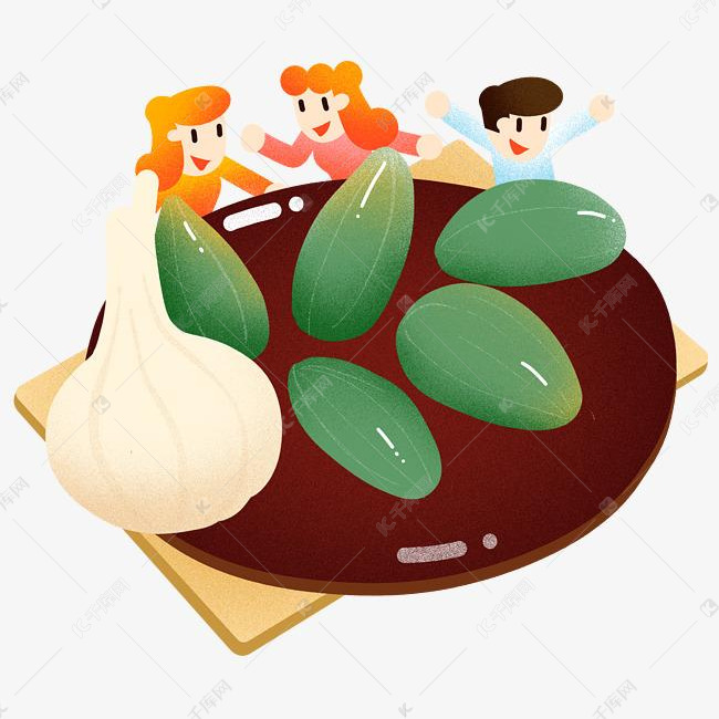 年夜饭腊八蒜插画