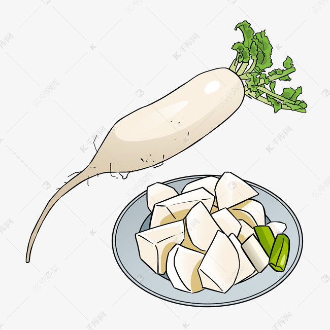 营养蔬菜白萝卜卡通手绘插画