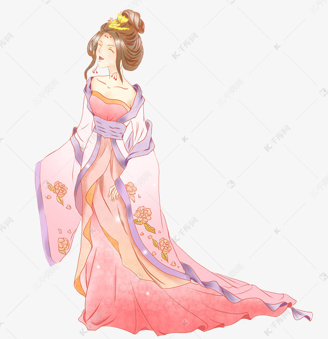 古风美女妃子卡通长发贵妃