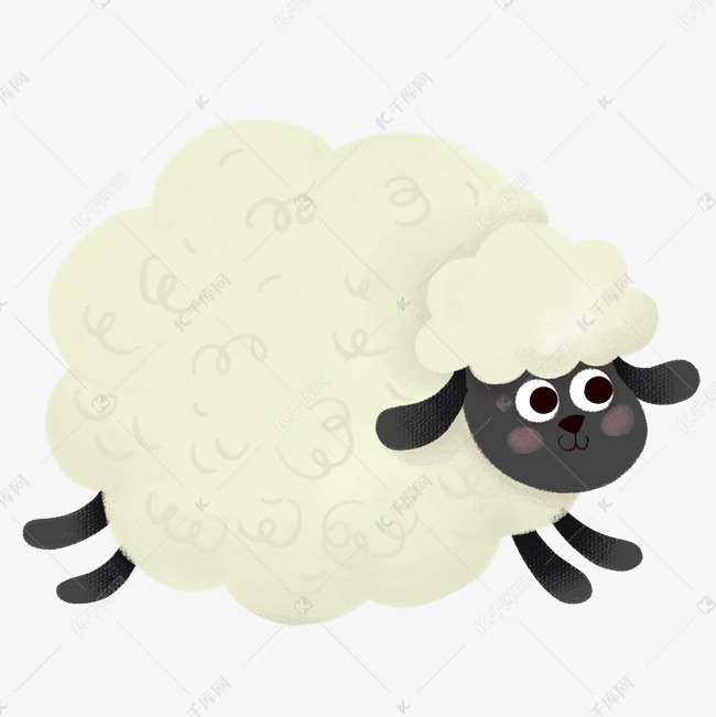 手绘插图简约可爱小绵羊psd源