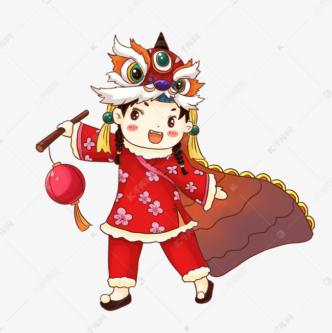 过年红色卡通元素png