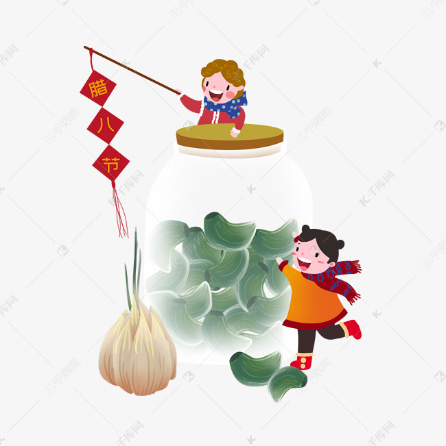 手绘腊八节大蒜插画