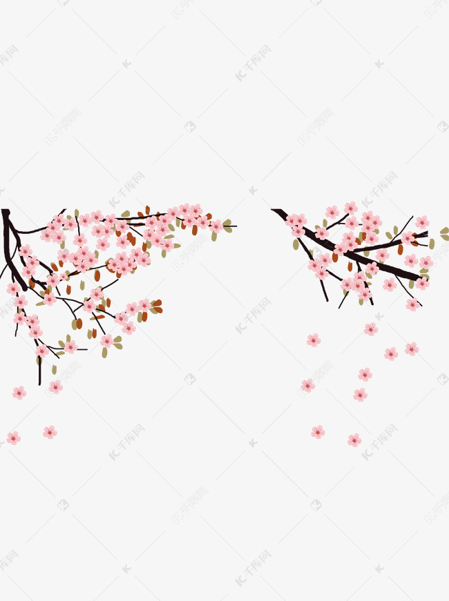 彩绘粉色花枝背景素材