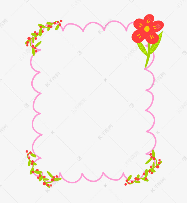 手绘红色花朵边框