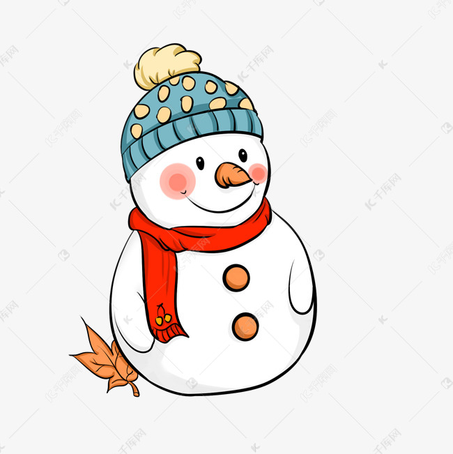 戴帽子小雪人可爱卡通插画