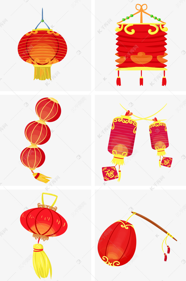 中国风喜庆红色灯笼插画