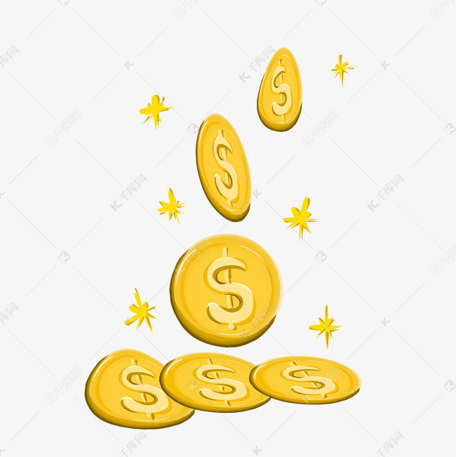 商务金币卡通金币金钱钱币手绘涂