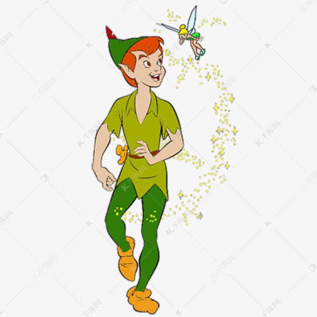 卡通彼得潘和小精灵丁克玲的素材免抠彼得潘peterpan迪士尼卡通小飞侠