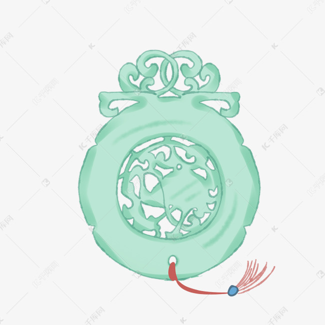 古风花纹玉佩挂件插画