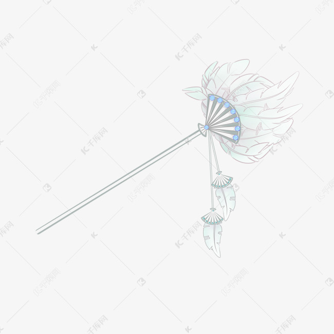 中国古风扇子花纹发簪