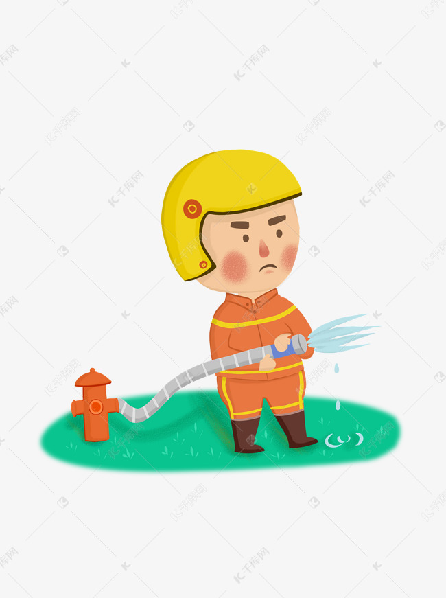 消防员q版手绘卡通可商用元素