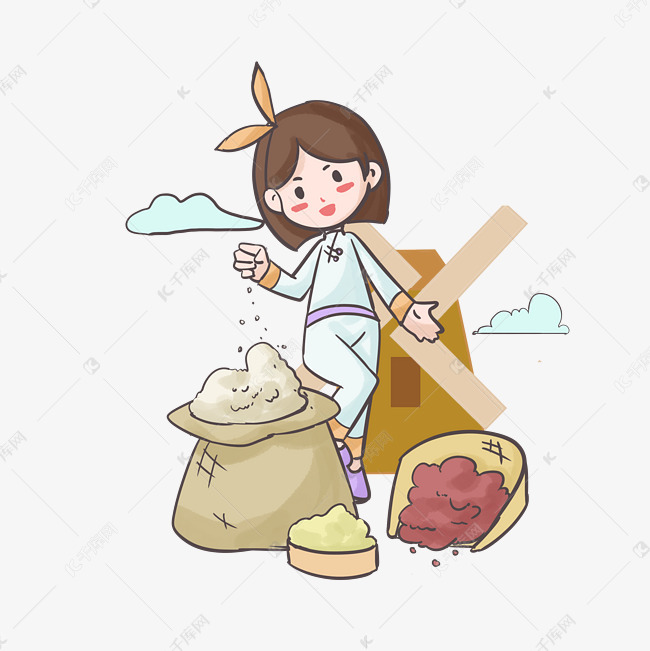 卡通手绘养生五谷杂粮插画