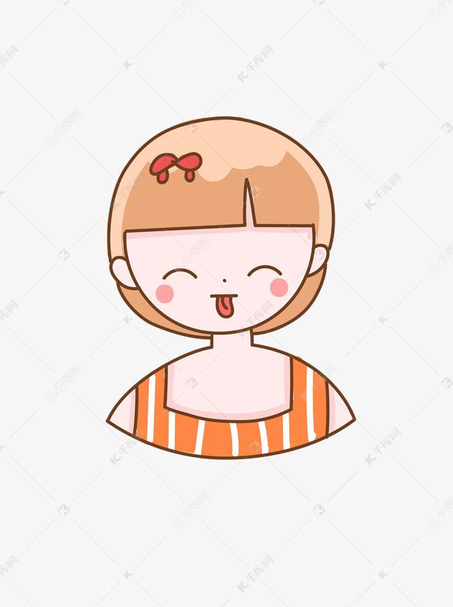 卡通可爱手绘吐舌头女孩