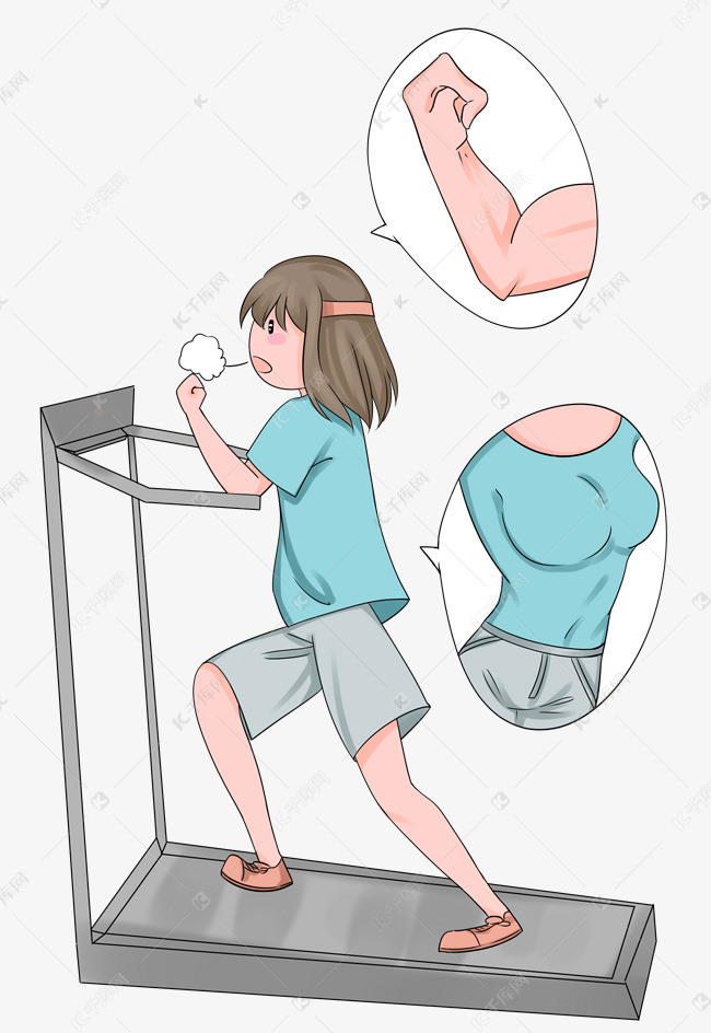 肌肉女孩跑步健身插画