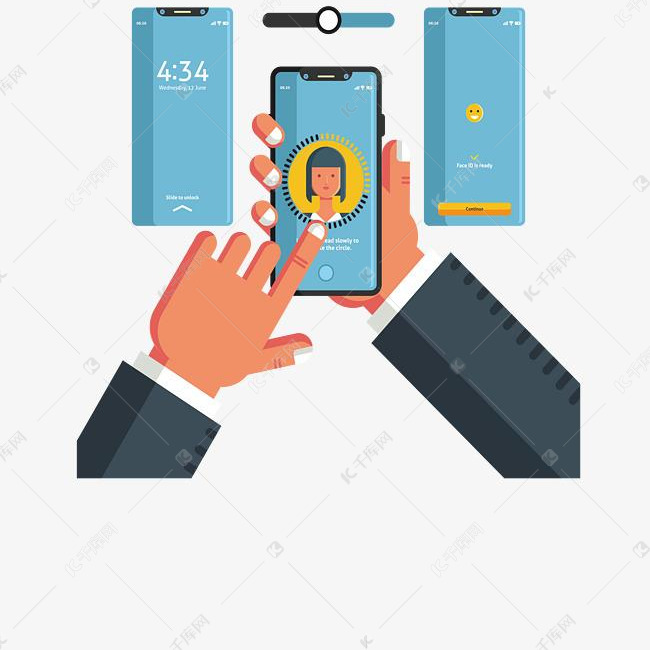 用手机进行人脸识别素材图片免费下载_高清psd_千库网