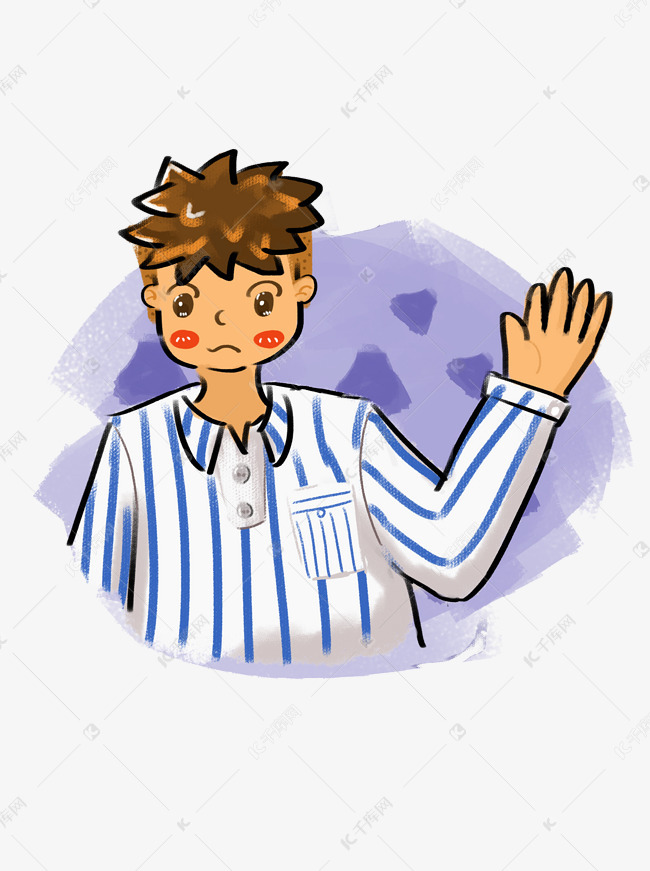 青年病人肌理插画手绘卡通可爱可