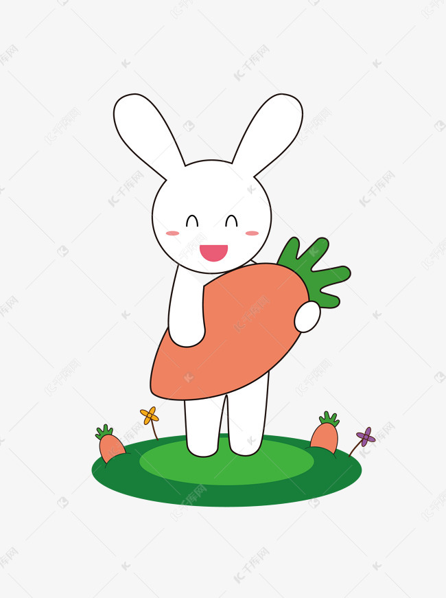 卡通小兔子可爱动物形象矢量