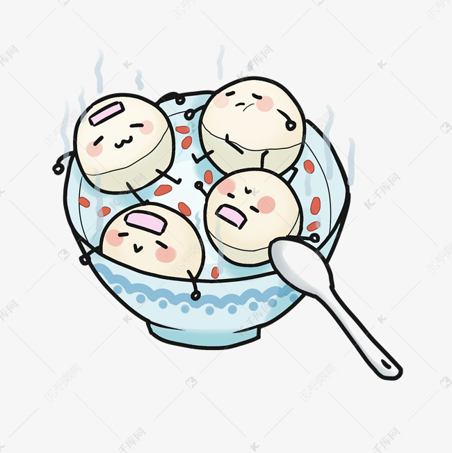 手绘冬季美食一碗汤圆