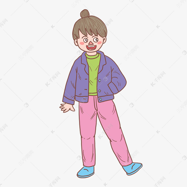 冬季冬日夹克少女卡通手绘