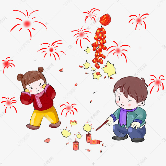 大吉大利一起放鞭炮