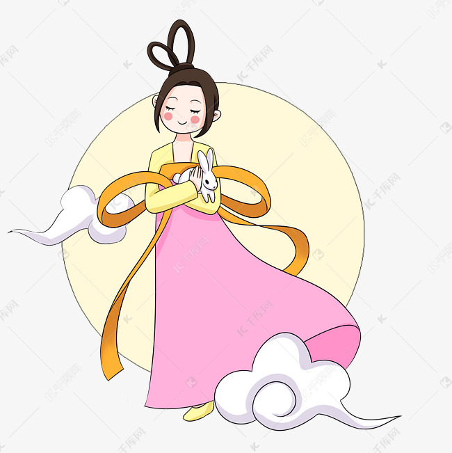 中秋节嫦娥奔月卡通人物