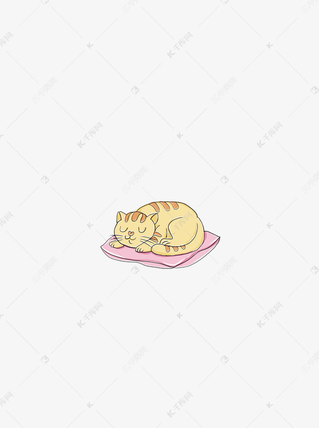 彩绘躺着垫子上慵懒的小猫设计可