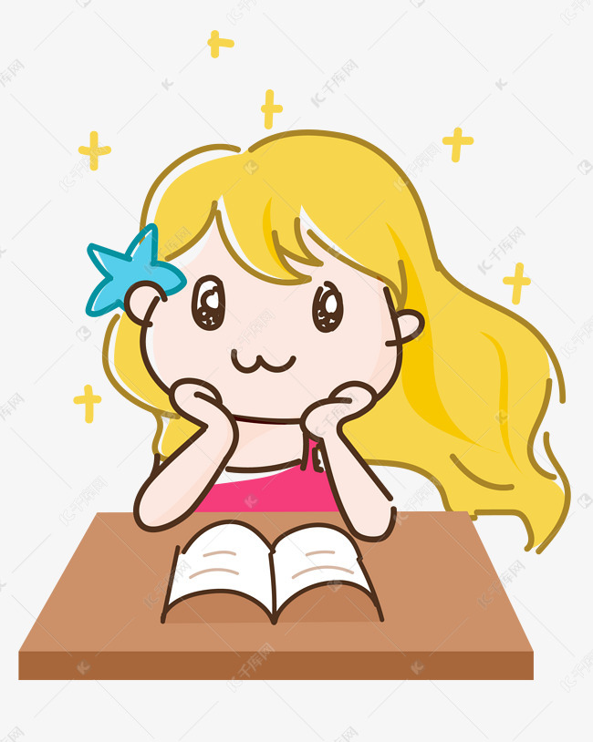 期待礼物的小女孩插画
