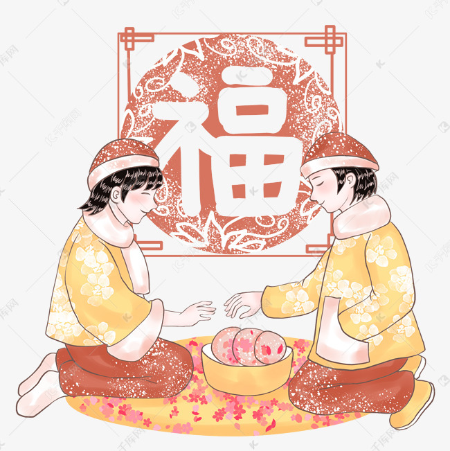 手绘吃春饼迎新年