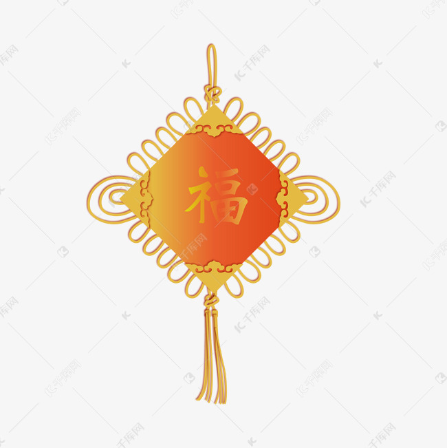 手绘福字中国结