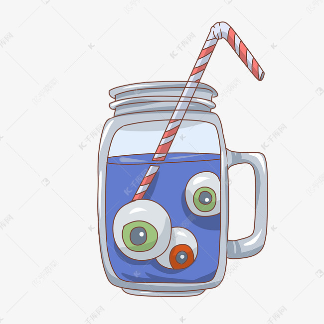 鬼怪眼球饮料手绘插画