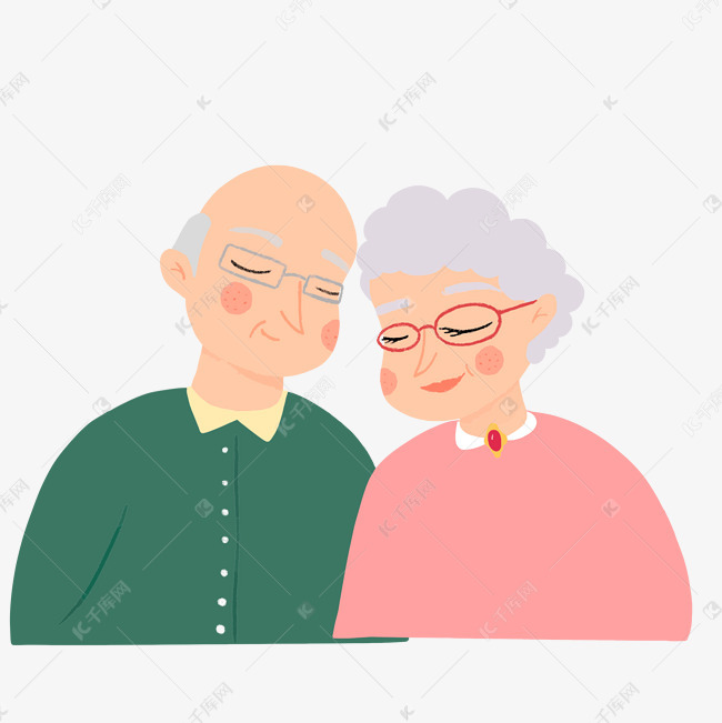 手绘蜡笔风重阳节老人插画