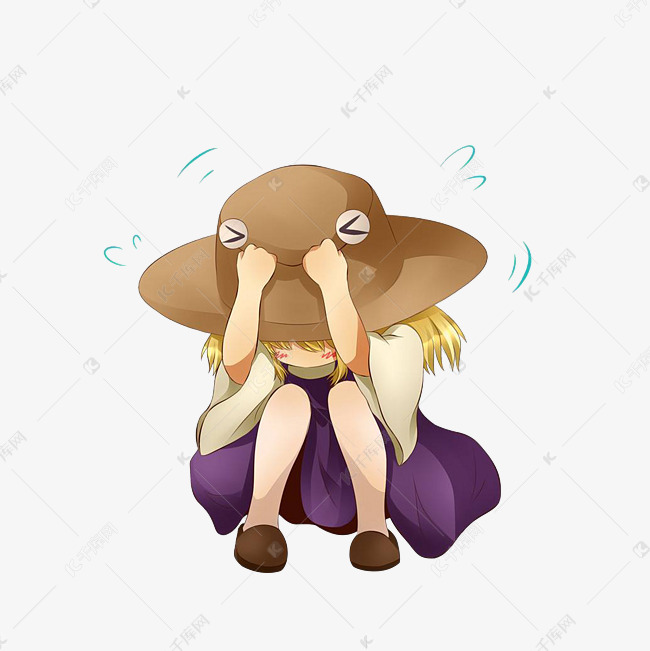 蹲下蜷缩害怕的女孩