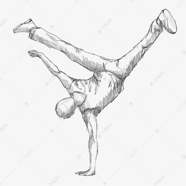 跳街舞的人的素材免抠倒立一个人街舞素描简笔