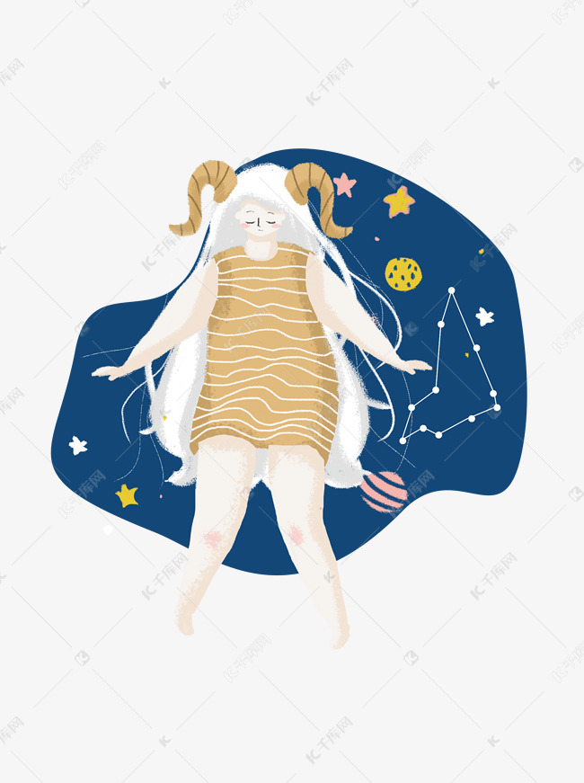 十二星座女孩手绘简约元素个性星座摩羯座哪个插画暗恋金牛座图片