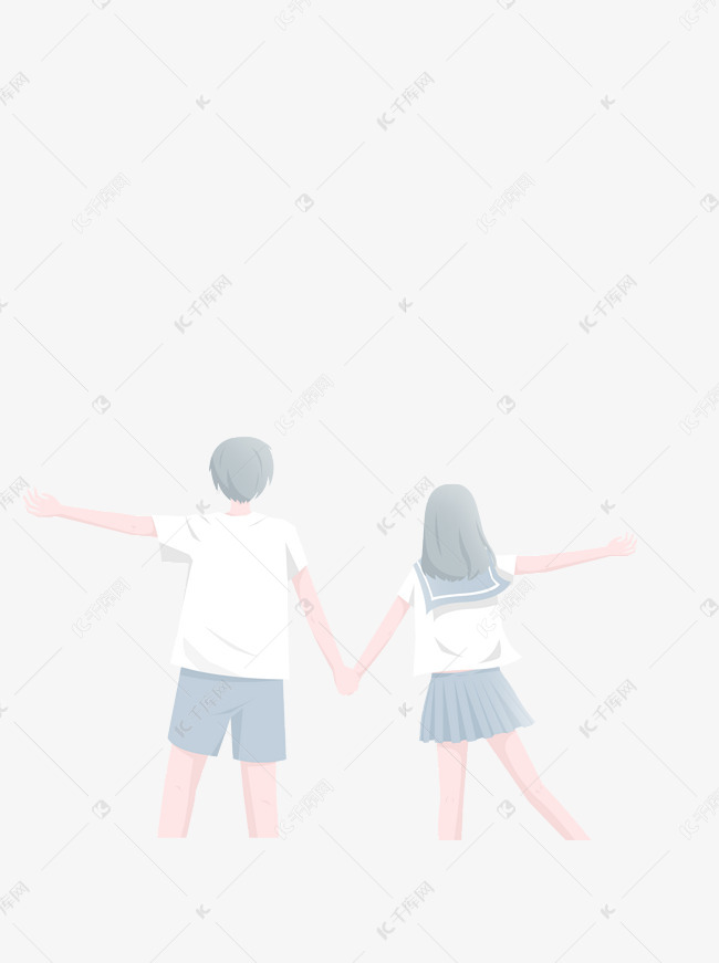 校园情侣背影