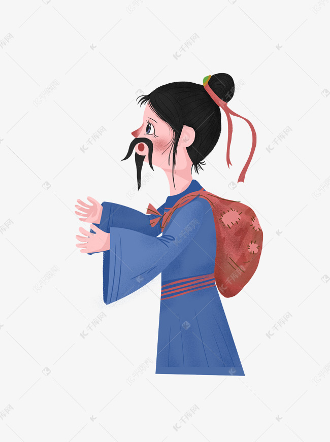 手绘背着包裹的古代男人素材图片免费下载-千库网