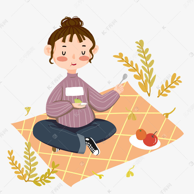 秋季卡通女孩人物插画素材图片免费下载-千库网