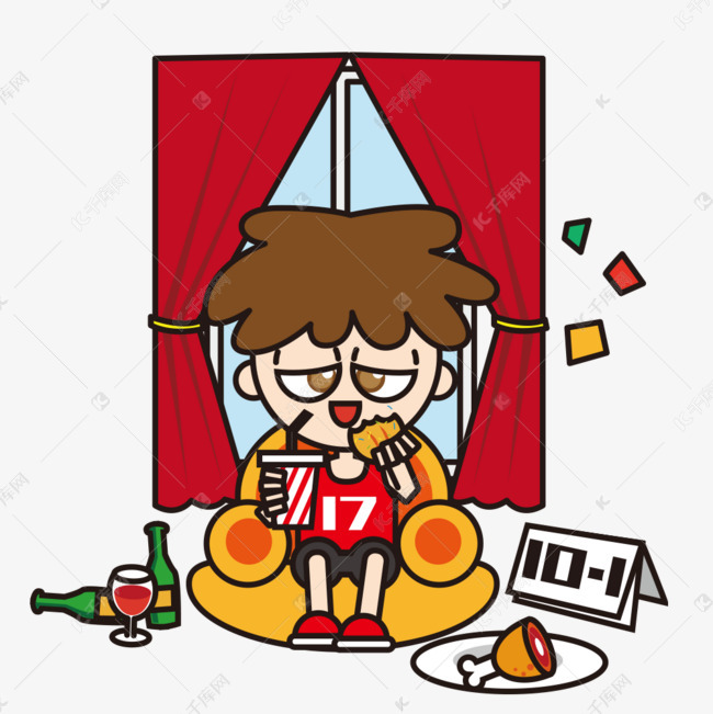宅男的日常生活卡通插画