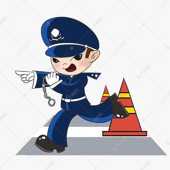 抓捕犯人卡通人物手绘插画