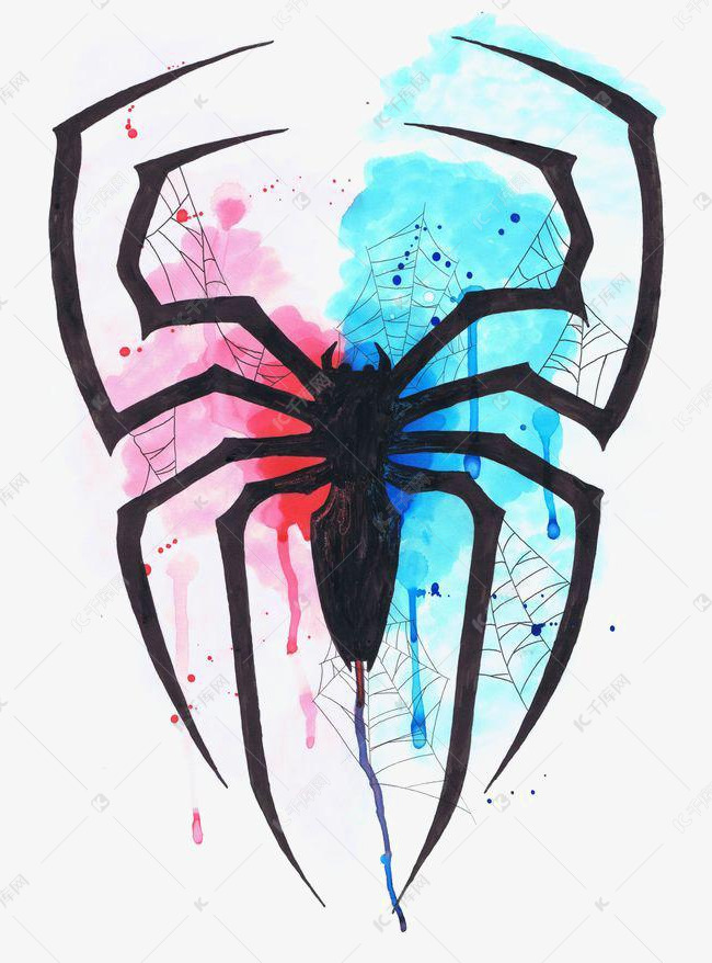 手绘蜘蛛的素材免抠卡通蜘蛛蜘蛛插画黑蜘蛛蜘蛛免扣png蜘蛛印花水彩