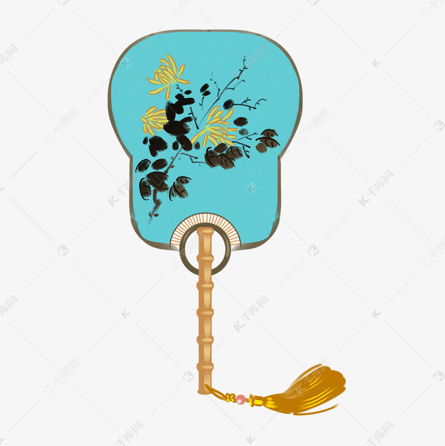 中国古风手绘物件插画扇子
