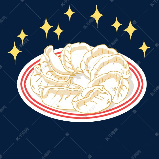 冬至节气手绘饺子插画
