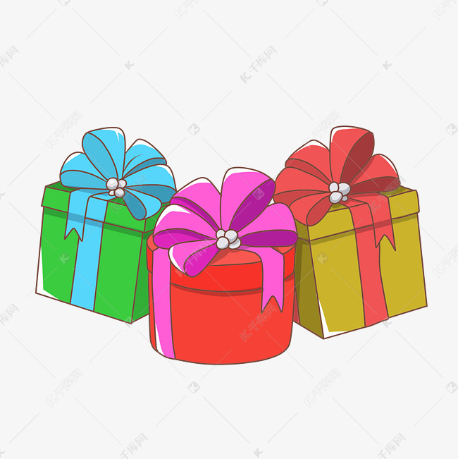 免抠元素 各色大小礼品盒插画 版权可商用有保障           编号