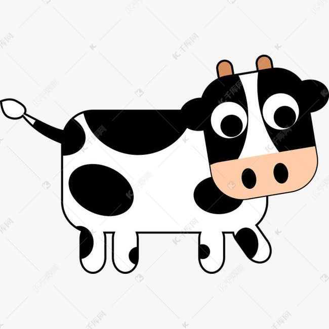 卡通小奶牛的素材免抠牛小奶牛可爱卡通牛动物手绘图