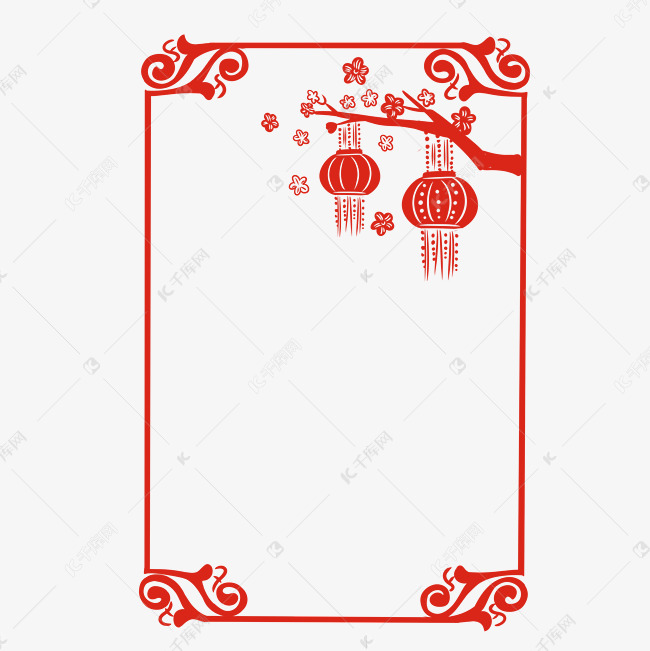 手绘新年红灯笼边框素材图片免费下载-千库网