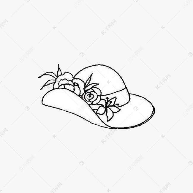 女士帽子简笔画矢量图