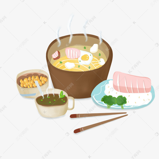冬季系列冒热气的食物饮料热面热
