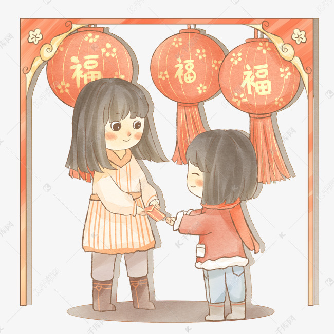 小女孩过新年收红包素材图片免费下载-千库网
